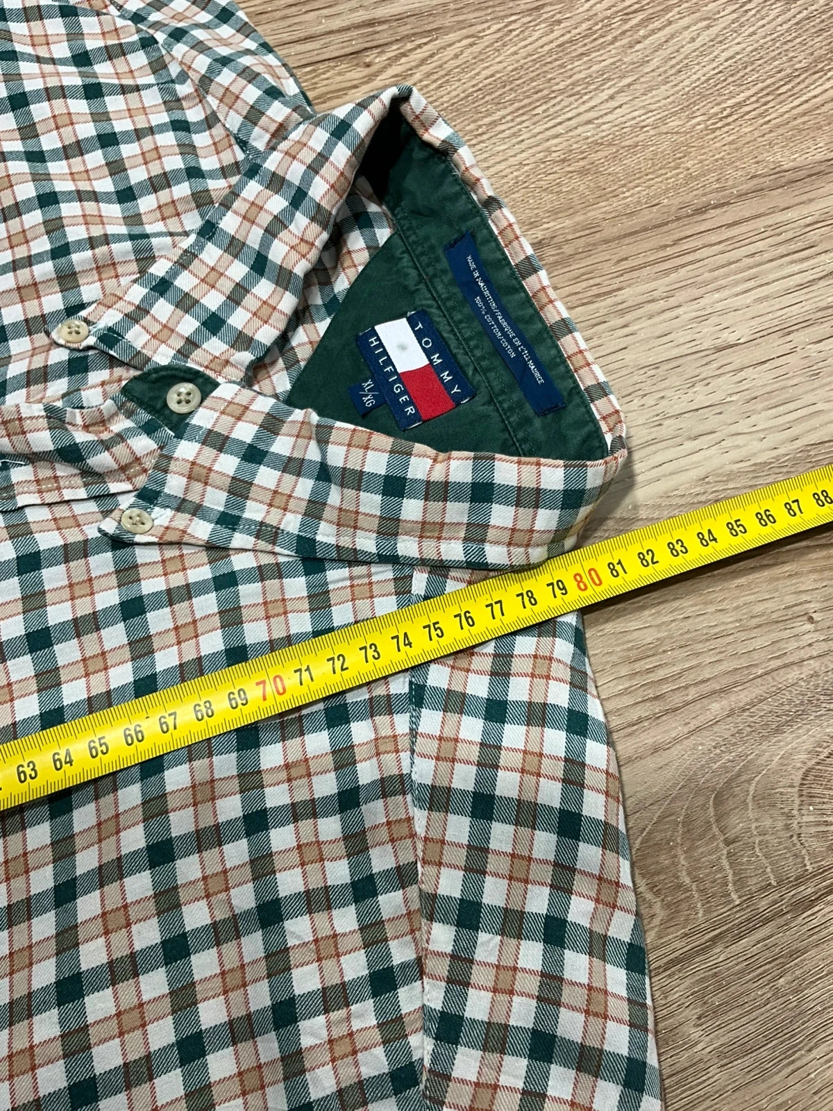 Chemise Tommy Hilfiger XL Vintage 100% Coton Carreaux Vert Beige – photo 14